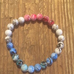 Red , White , Blue Stretch Beaded Bracelet